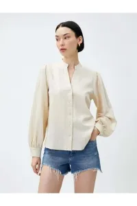 Koton Women's Clothing Linen-Mixed Shirts With Collar