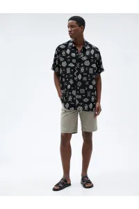 Koton Short Sleeve Shirt with Ethnic Print, Classic Collar