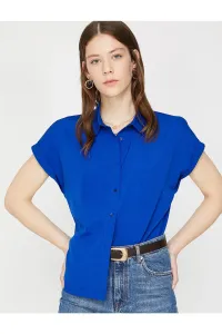 Koton Women's Blue Classic Collar Shirt