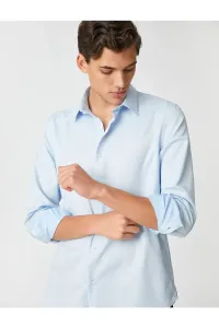 Koton Sporty Shirt Minimal Patterned Long Sleeved Slim Fit Non Iron