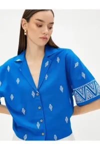 Koton Ethnic Patterned Shirt Short Sleeve Classic Collar