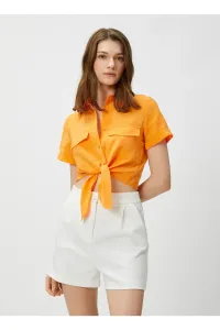 Koton Shirt Collar Plain Orange Women's Shirt 3sak60001ew