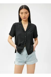 Koton Shirt Collar Striped Black Women's Shirts 3sak60021pw #6347106