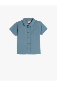 Koton Shirt Linen Blend Short Sleeve Single Pocket Detailed