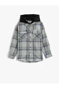 Koton Hooded Lumberjack Shirt with Cover Double Pocket Soft Texture