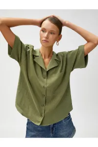 Koton Linen Shirt Short Sleeve Jacket Collar
