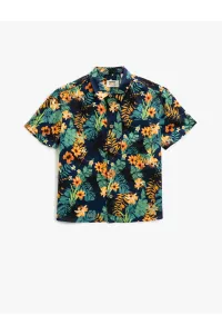 Koton Floral Short Sleeve Shirt with One Pocket Detailed #6066136