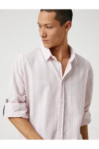 Koton Woven Shirt with Classic Collar Buttons, Roll-Up Detail with Sleeves