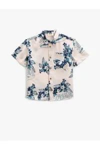 Koton Floral Short Sleeve Shirt with One Pocket Detailed