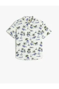 Koton Shirt Half Button Short Sleeve Summer Theme Printed