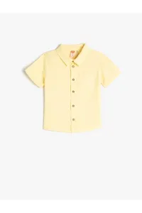 Koton Linen Blend Shirt with Short Sleeves, One Pocket Detailed