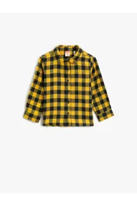 Koton Baby Boy Yellow Checkered Classic Collar Long Sleeve Shirt