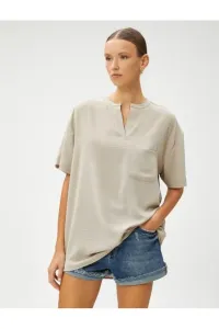 Koton Short Sleeve Blouse with Pockets, Jumbo Collar #6347207