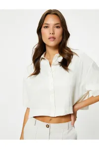 Koton Short Sleeve Crop Shirt Buttoned