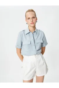 Koton Short Sleeve Shirt with Epaulettes Detailed Modal Blend