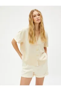 Koton Short Sleeve Shirt with Pocket Linen Blend