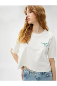 Koton Slogan Printed T-Shirt Crew Neck Short Sleeve Cotton