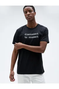 Koton Slogan Printed T-Shirt, Crew Neck, Slim Fit Cotton