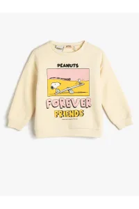 Koton Snoopy Sweatshirt Licensed Crew Neck Long Sleeve Ribbon