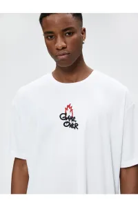 Koton Sports oversize tričko so sloganom Print Crew krk polovičné rukávy