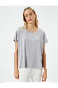Koton Sports T-Shirt with Slogan Printed Crew Neck Short Sleeved