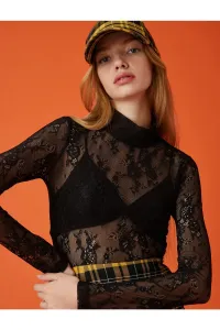 Koton Stand-Up Collar Lace Blouse