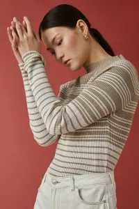 Koton Women's Beige Striped Sweater #7601409