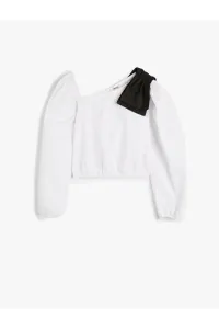 Koton Sweatshirt Asymmetric Collar Long Sleeve Applique Detail Cotton