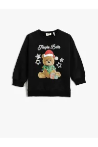 Koton Christmas Theme with Teddy Bear Print Sweatshirt Long Sleeved Sharding #5650934