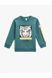 Koton Tiger Print Sweatshirt Long Sleeved Crew Neck