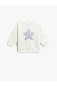 Koton Quilted Sweatshirt with Soft Textured Plush Star Detail