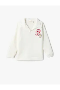 Koton Polo Neck Sweatshirt College Themed Long Sleeve Printed Back