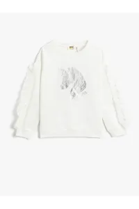 Koton Unicorn Printed Ruffle Detailed Sweatshirt