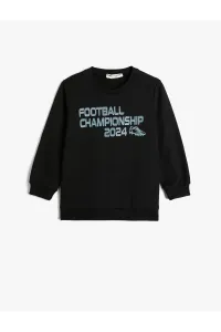 Koton Sweatshirt Long Sleeve Crew Neck Football Themed Print Detailed Ribbon