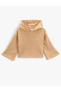 Koton Basic Crop Hooded Sweatshirt Soft Textured Ribbed Wide Sleeves