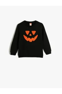 Koton Sweatshirt Pumpkin Print Crew Neck Long Sleeve Cotton