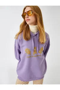 Koton Printed Sweatshirt Hoodie with Fleece Inner