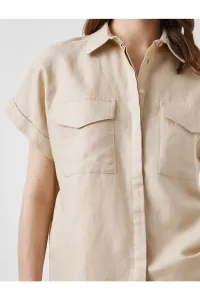Koton Shirt with Pocket Short Sleeved Linen Blend