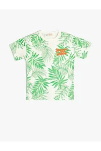 Koton T-Shirt Crew Neck Short Sleeve Tropical Printed Cotton