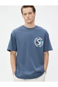 Koton Oversized T-Shirt with Slogan Print Crew Neck Cotton #7436290
