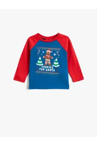 Koton Christmas Themed Long Sleeve T-Shirt with Printed Crew Neck #7487543