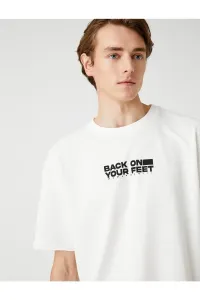 Koton Oversized tričko s potlačou sloganu, Crew Neck krátke rukávy