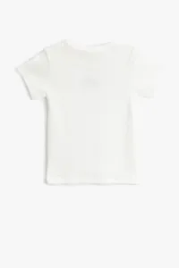 Koton Basic Short Sleeve T-Shirt Embroidered Detailed Textured