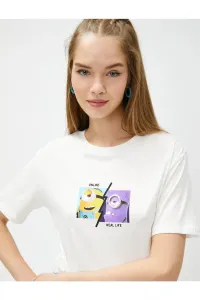 Koton Minions T-Shirt Licensed with Printed Back Crew Neck