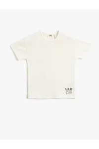 Koton Basic T-Shirt with Short Sleeves Label Detail Textured