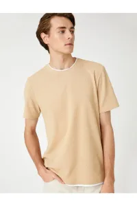 Koton Basic tkané tričko s krátkym rukávom s výstrihom posádky, Slim Fit