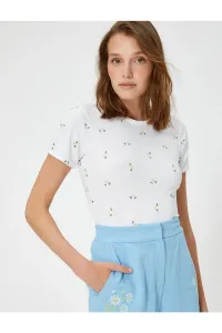 Koton Rachel Araz X Cotton - Short Sleeve Floral Crew Neck T-Shirt