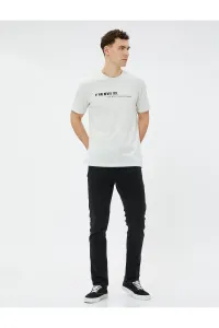 Koton Basic T-Shirt with Slogan Printed Crew Neck Short Sleeves