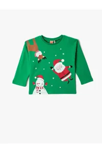 Koton Christmas Themed Santa Claus Printed T-Shirt Long Sleeve Crew Neck #7291091