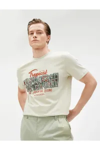 Koton Motto Printed T-Shirt Crew Neck Short Sleeve Slim Fit